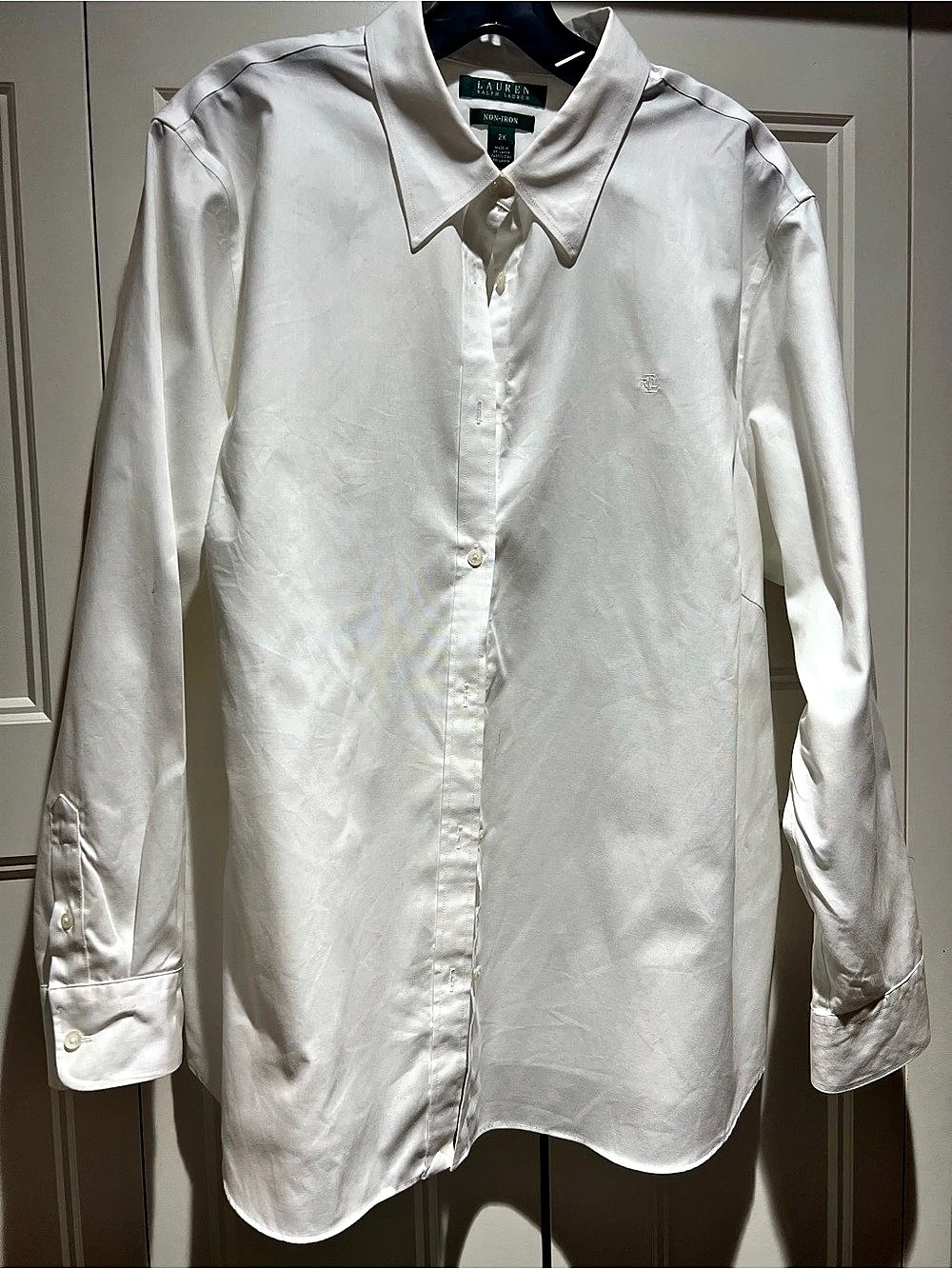 Lauren Ralph Lauren Non-Iron Cotton Button-Down Shirt White 2X